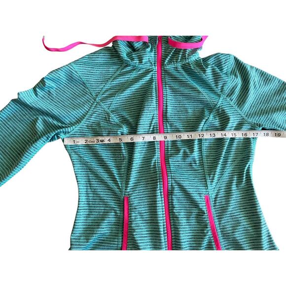 Lukka Jacket Teal Blue Striped Zip Up Hoodie Lightweight Womens Size M - Picture 8 of 15